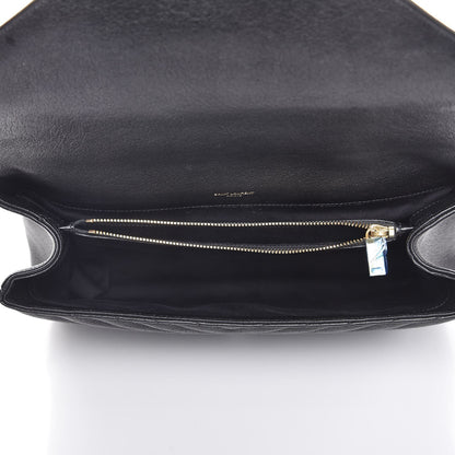 Saint Laurent Sheepskin Matelasse Chevron Monogram Large College Satchel Black 5 of 8