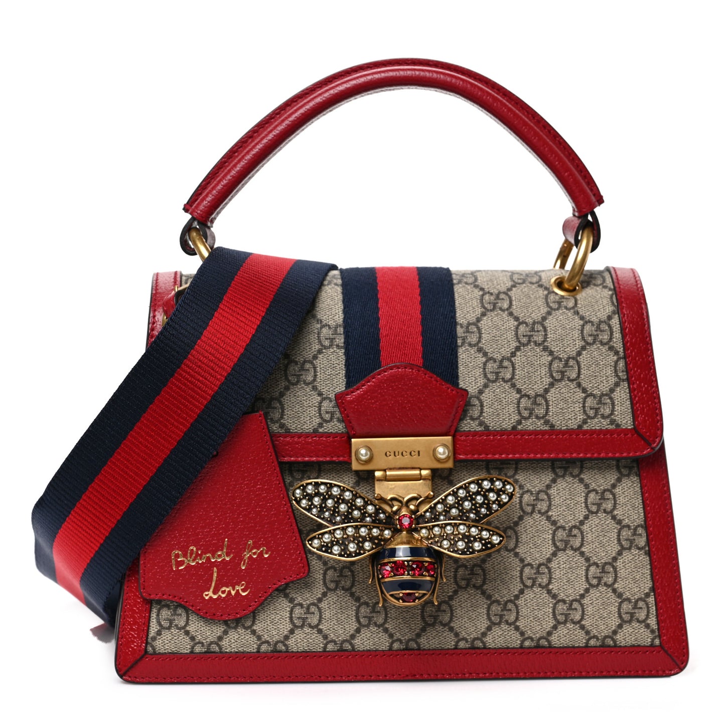 GG Supreme Monogram Small Queen Margaret Top Handle Bag Red