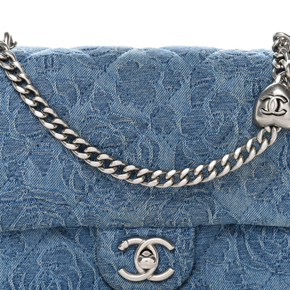 Chanel Denim Quilted Camellia Sweetheart Mini Flap Blue 8 of 10