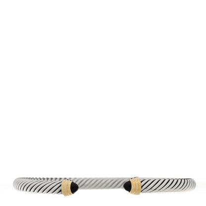 David Yurman Sterling Silver 14K Yellow Gold Black Onyx 5mm Cable Classics Petite Color Bracelet 1 of 3