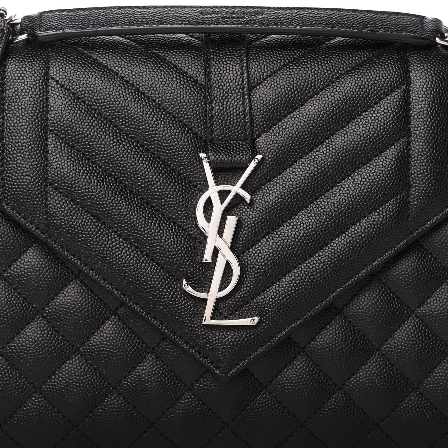 Grain De Poudre Textured Mixed Matelasse Triquilt Medium Monogram Satchel Black