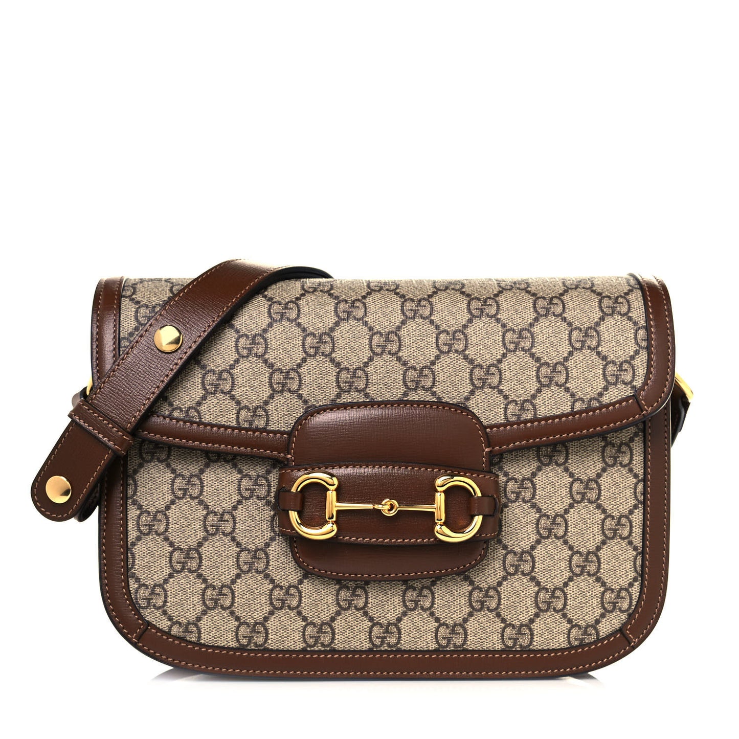 GG Supreme Monogram Horsebit 1955 Shoulder Bag Beige Brown Sugar