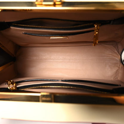 Prada Saffiano Vernice Pyramid Bag Black White Rosso 5 of 11