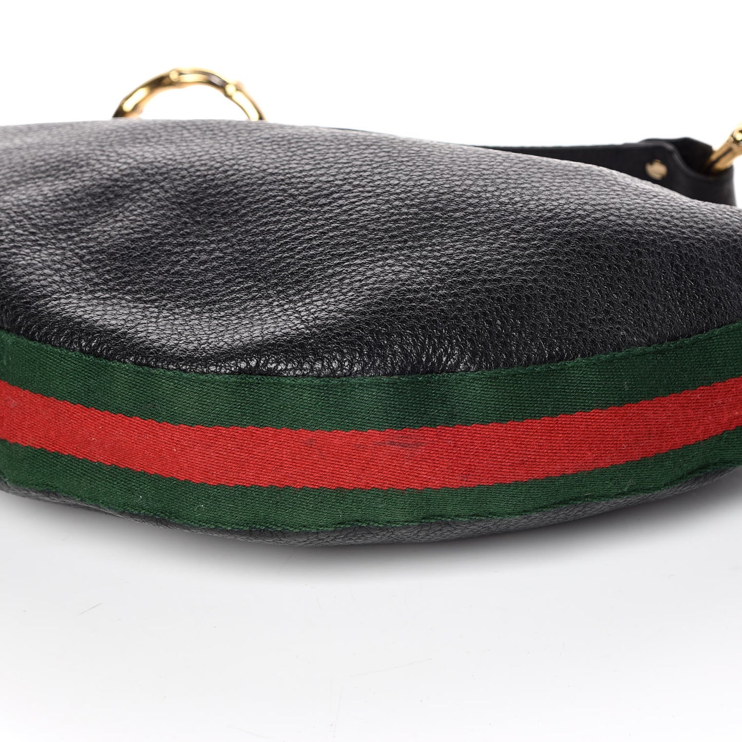 Pebbled Calfskin Web Bamboo Ring Hobo Black