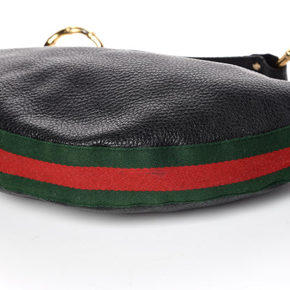 Gucci Pebbled Calfskin Web Bamboo Ring Hobo Black 6 of 12