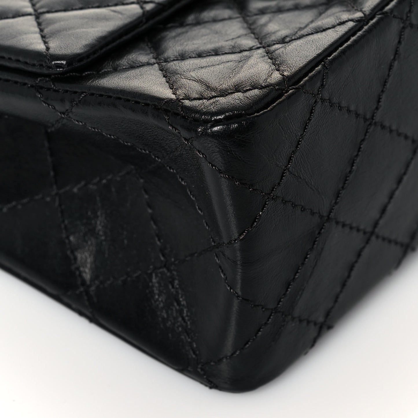 Aged Calfskin Quilted 2.55 Reissue Mini Flap Black
