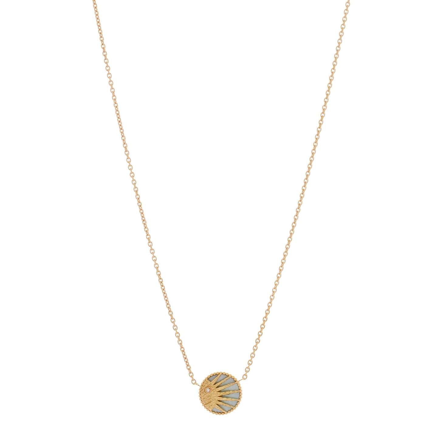 18K Yellow Gold Platinum Diamond Black Onyx Mother of Pearl Rose Celeste Pendant Necklace