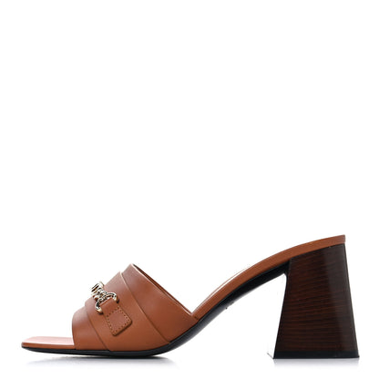 Gucci Calfskin Signoria 75mm Slide Sandals 38.5 Brown 1 of 9