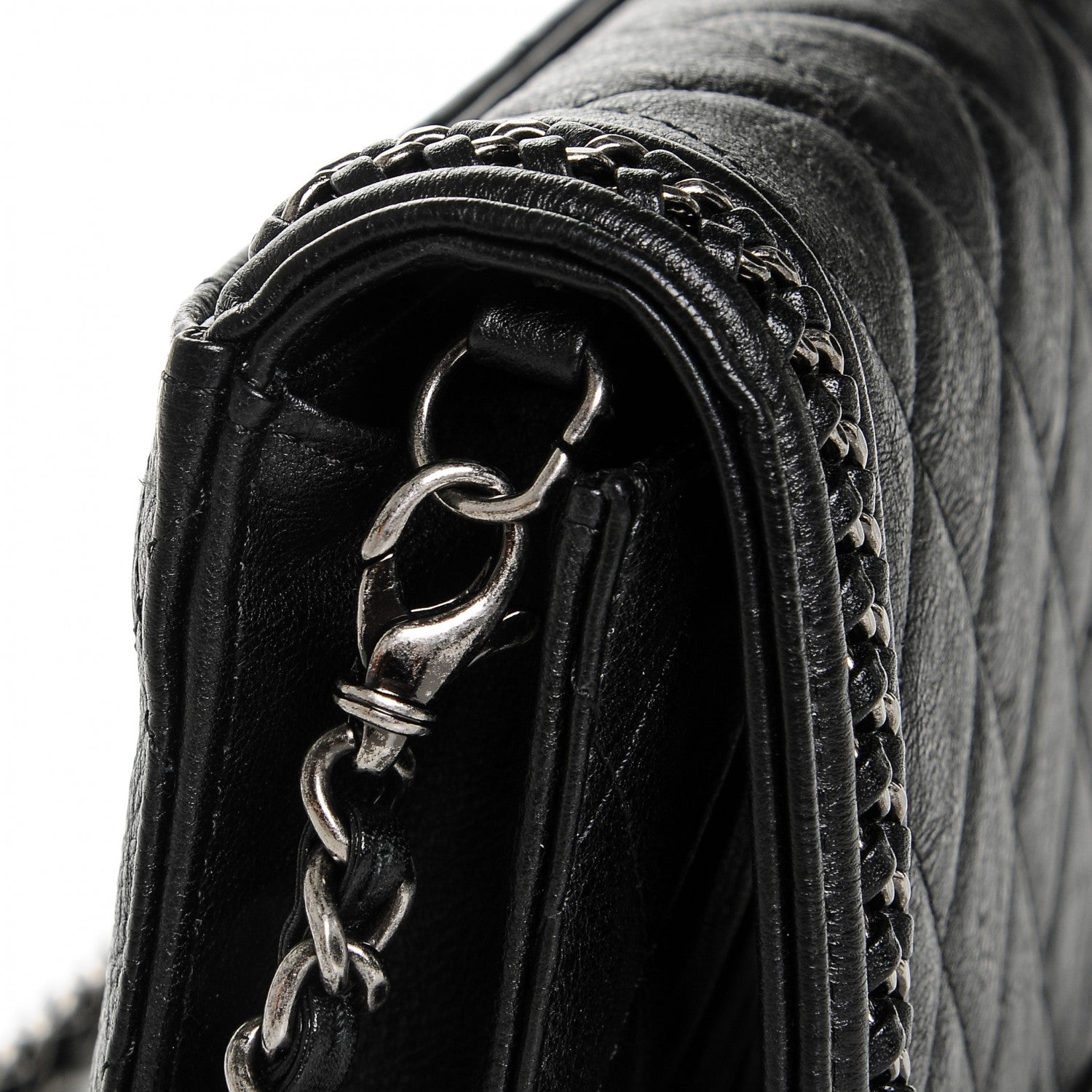 Chanel Calfskin Quilted Chain Around Boy Wallet On Removable Chain WOC Black 6 of 11