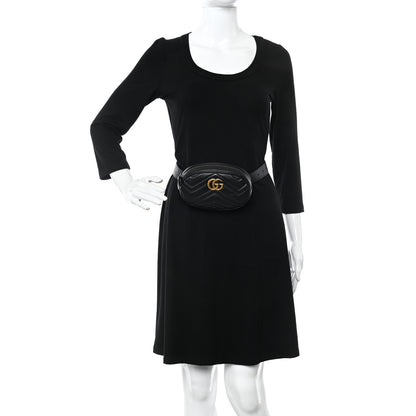 Gucci Calfskin Matelasse GG Marmont Belt Bag 65 26 Black 2 of 11