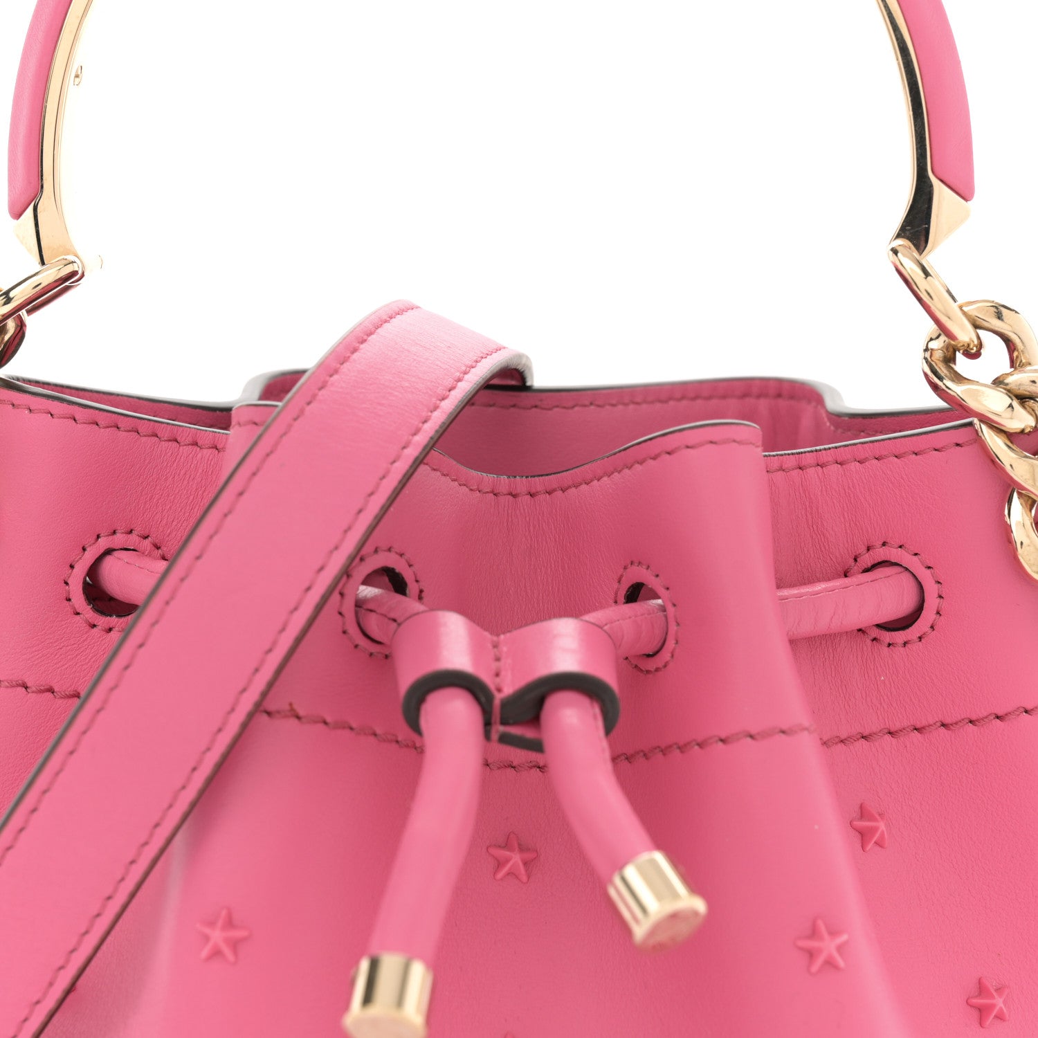 Jimmy Choo Calfskin Star Studded Bon Bon Bucket Bag Candy Pink 7 of 12
