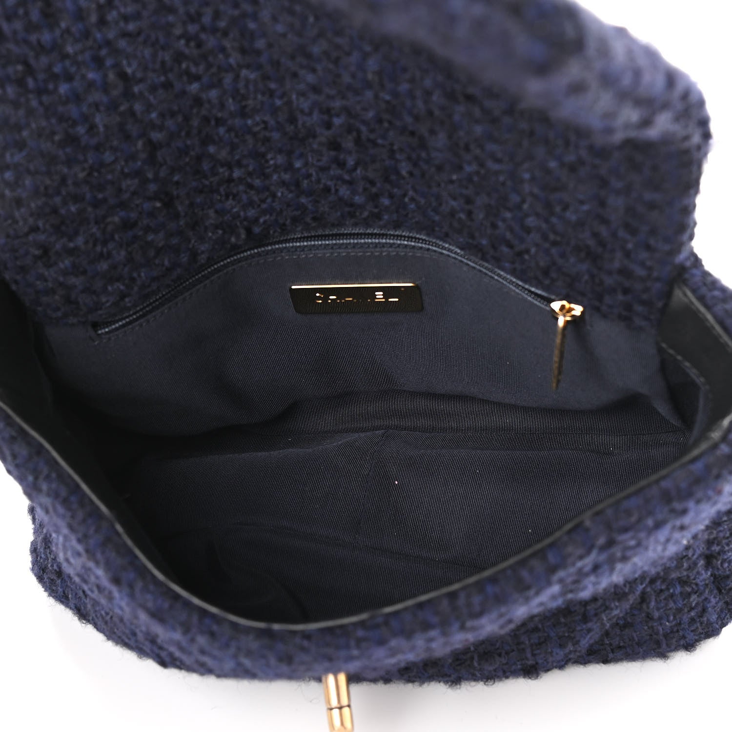 Chanel Tweed Quilted Medium Chanel 19 Flap Navy Blue 5 of 10