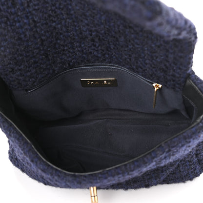 Chanel Tweed Quilted Medium Chanel 19 Flap Navy Blue 5 of 10
