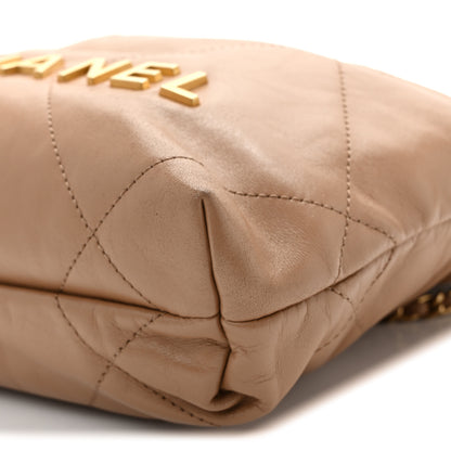 Chanel Shiny Calfskin Quilted Mini Chanel 22 Dark Beige 10 of 11