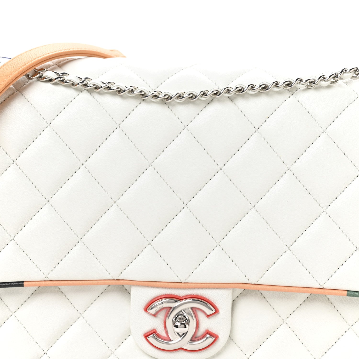 Chanel Lambskin Quilted Jumbo Cuba Color Flap White Multicolor 8 of 10