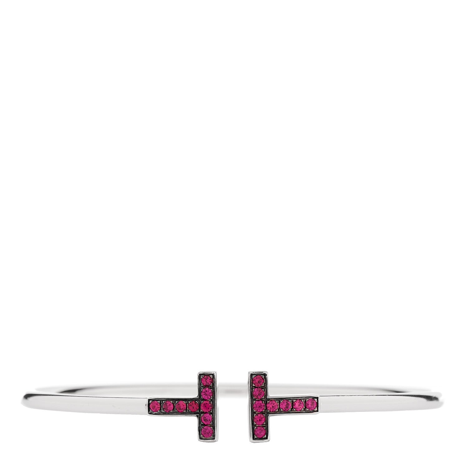 Tiffany 18K White Gold Ruby T Wire Bracelet 1 of 5