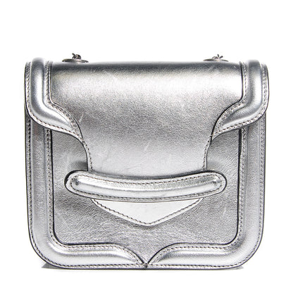 Alexander McQueen Metallic Lambskin Mini Heroine Chain Satchel Silver 1 of 8