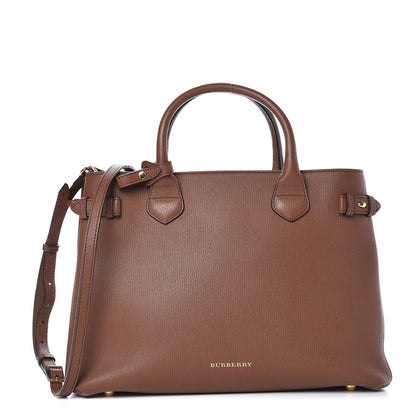 Burberry Derby Calfskin House Check Medium Banner Tote Tan 1 of 9