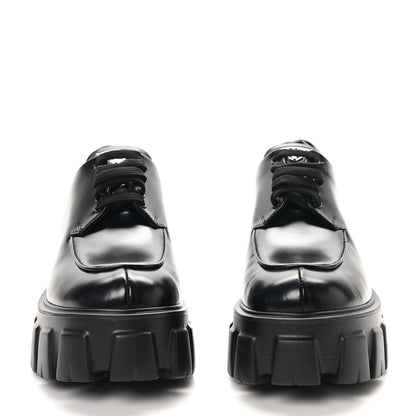 Prada Spazzolato Rois Sfumato Monolith 55mm Derby Loafers 37 Black Argento 3 of 9