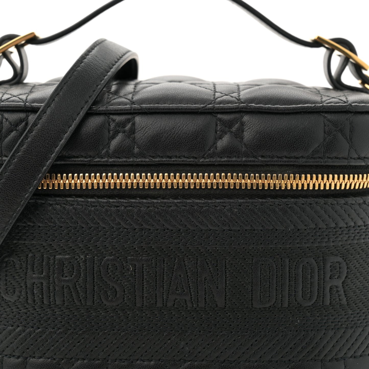 Lambskin Cannage Small Diortravel Vanity Case Black