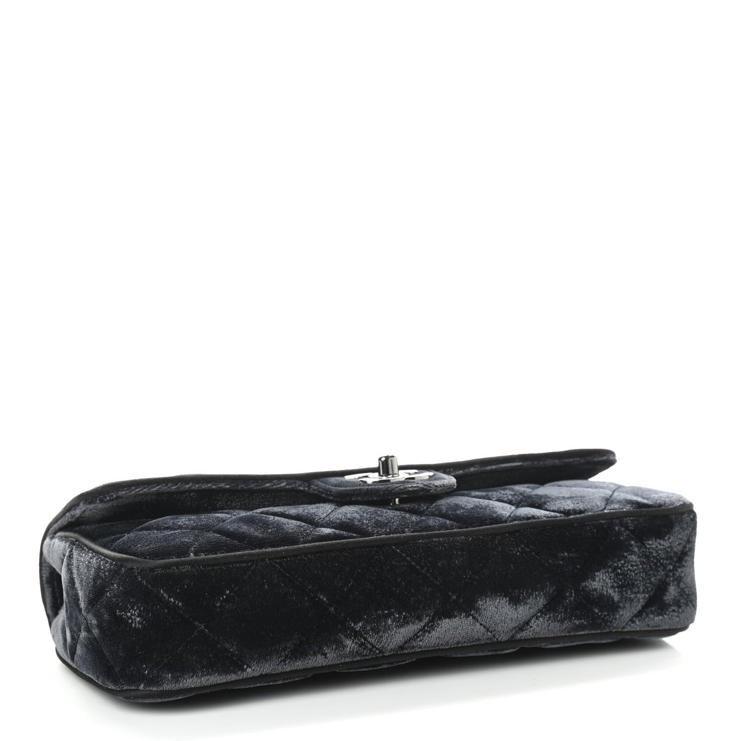 Velvet Quilted East West Flap Black