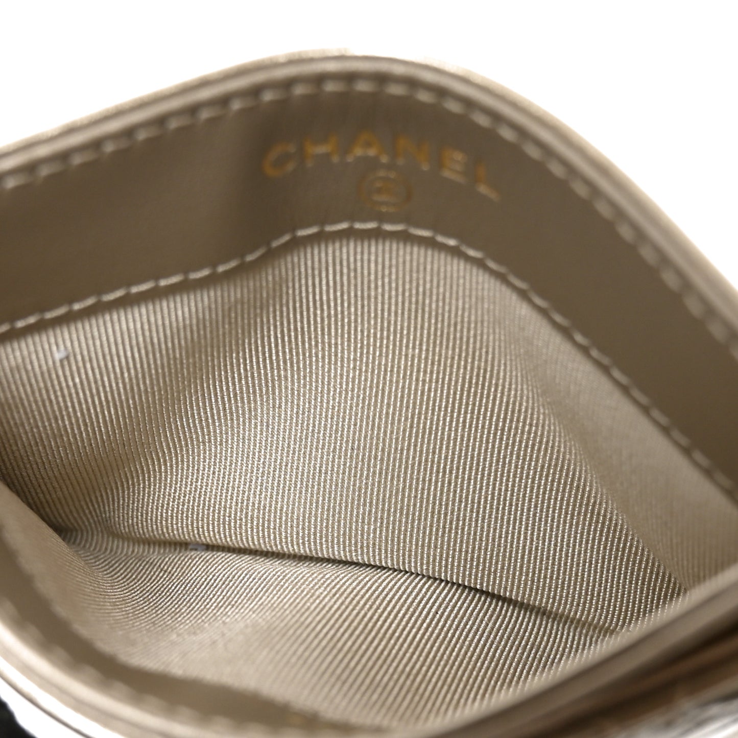 Metallic Aged Calfskin Quilted Reissue Card Holder Gold