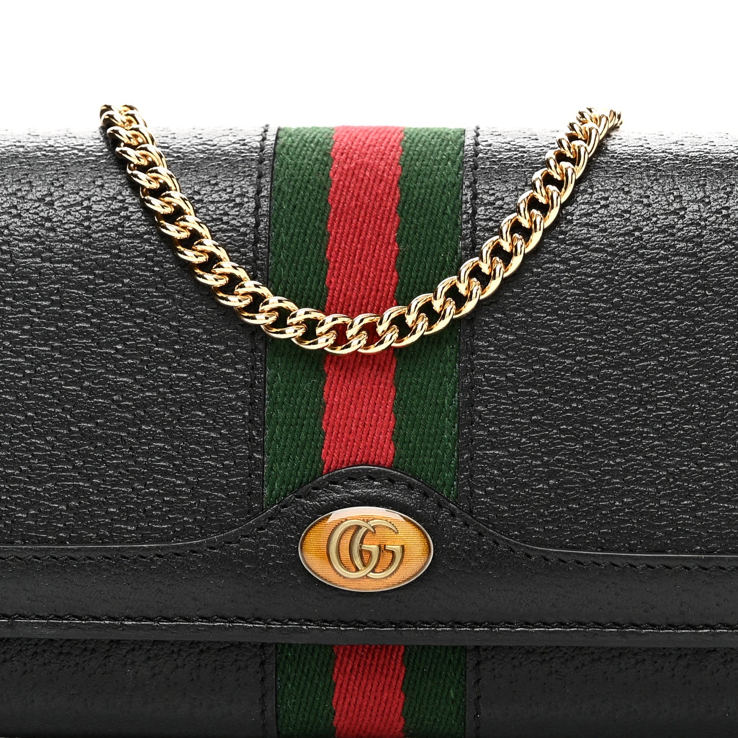 Textured Calfskin Web Ophidia Wallet On Chain Black