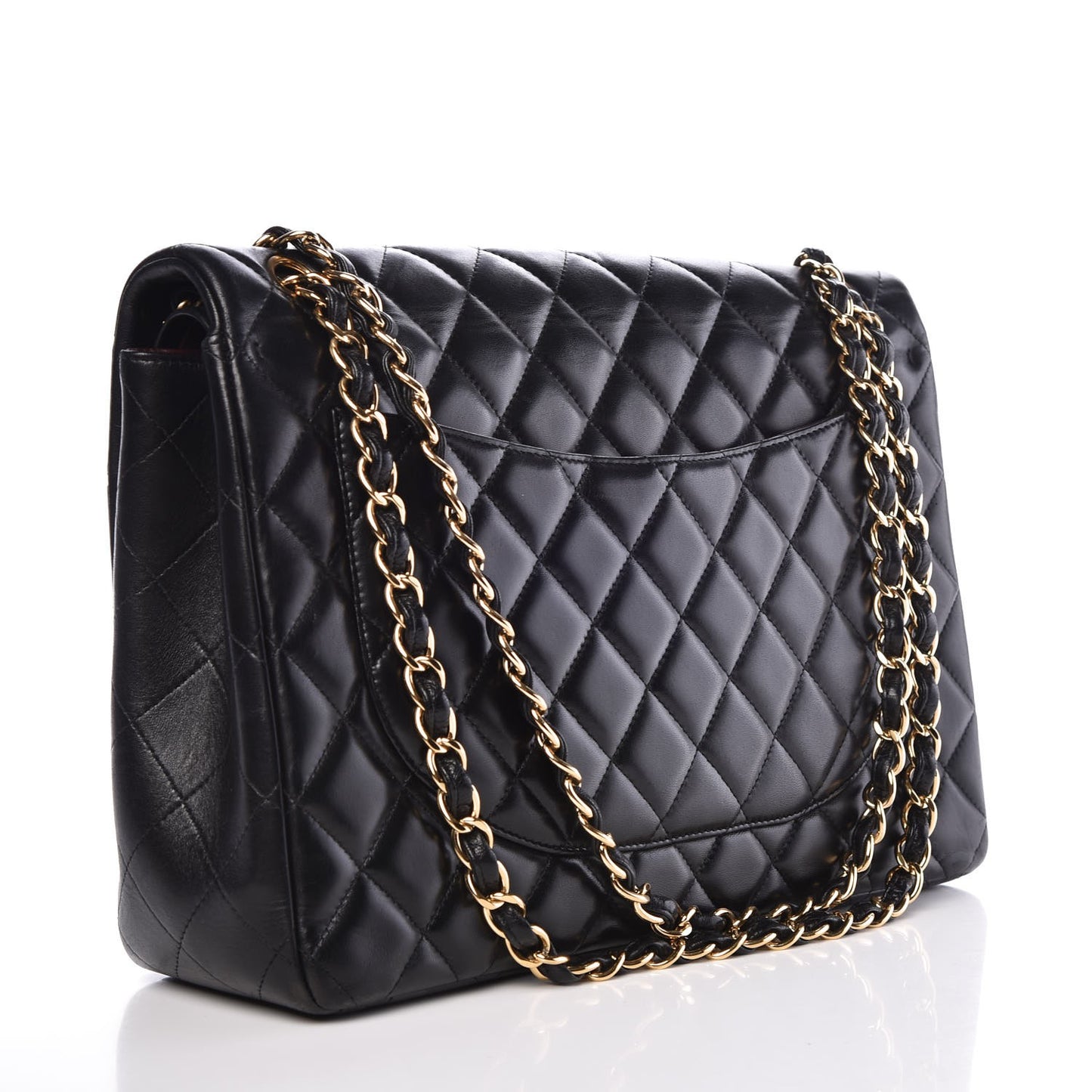Lambskin Quilted Maxi Double Flap Black