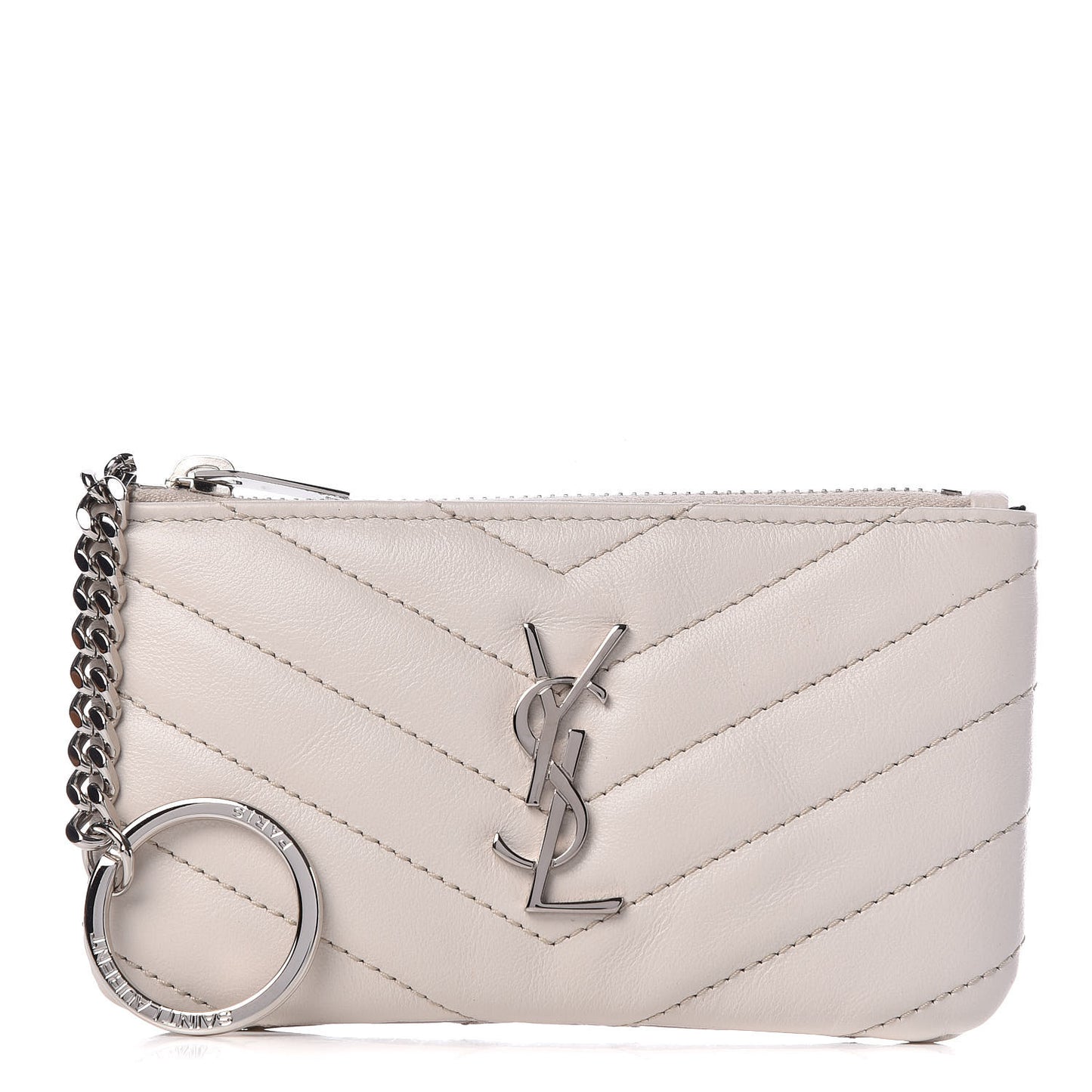 Calfskin Matelasse Monogram Key Pouch Porcellana