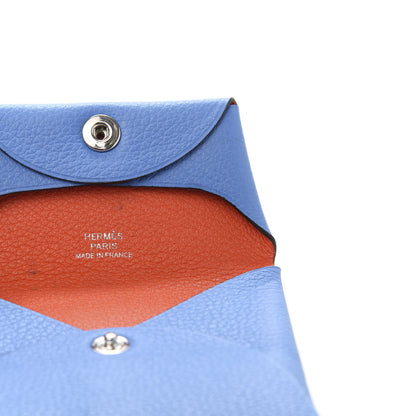 Hermes Evercolor Verso Bastia Coin Purse Bleu Paradise Orange 6 of 11