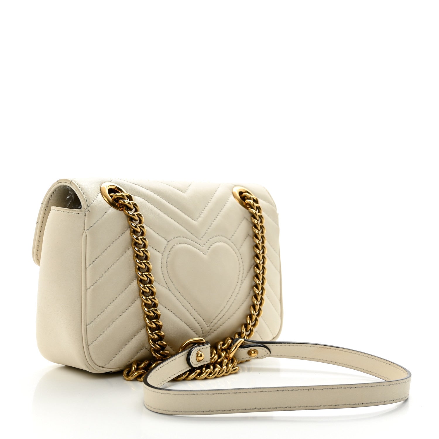 Gucci Calfskin Matelasse Mini GG Marmont Shoulder Bag White 2 of 12