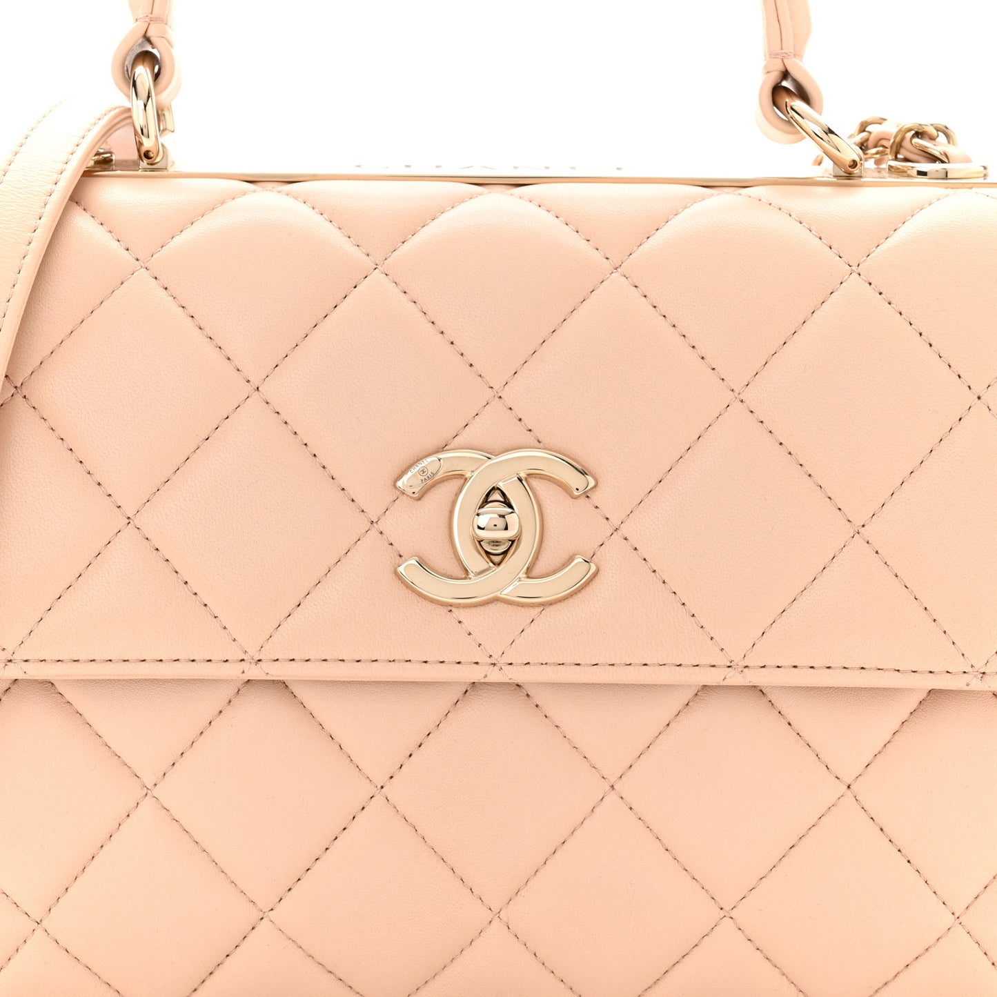 Lambskin Quilted Small Trendy CC Dual Handle Flap Bag Beige