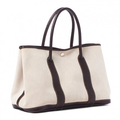 Hermes Buffle Skipper Toile Garden Party 36 MM Tote Marron Fonce 2 of 7