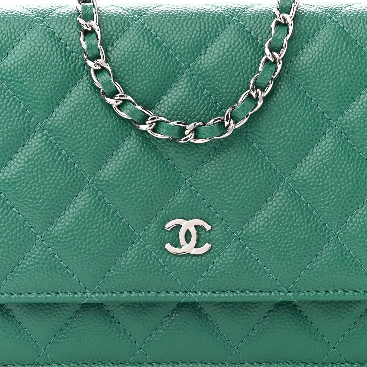 Chanel Caviar Quilted Wallet On Chain WOC Green 9 of 12