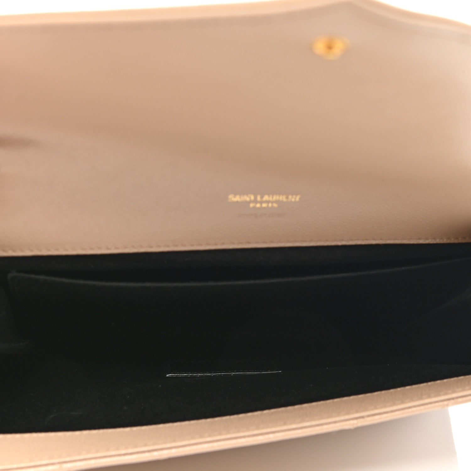 Saint Laurent Grain De Poudre Matelasse Chevron Monogram Envelope Clutch Dark Beige 5 of 8
