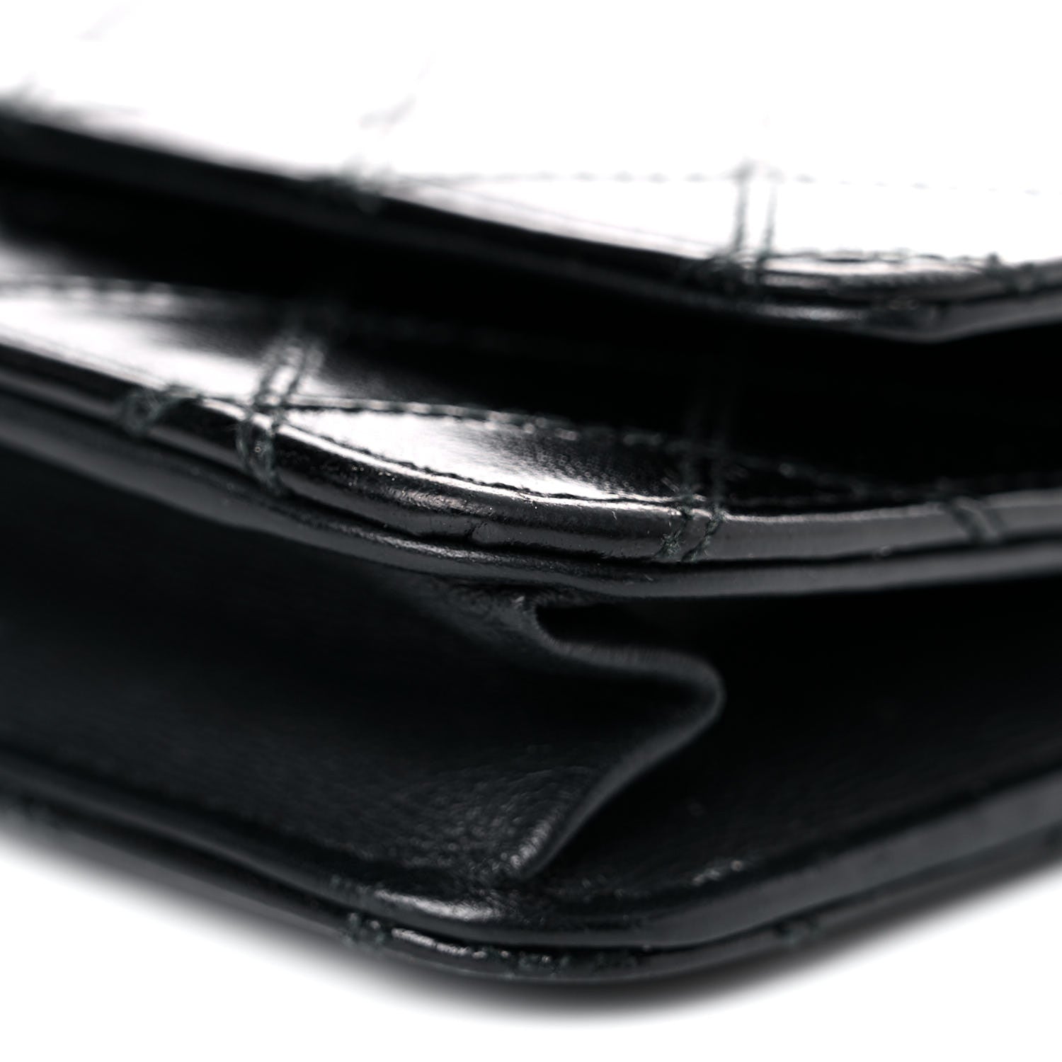 Chanel Lambskin Diamond Stitched Wallet On Chain WOC Black 10 of 23