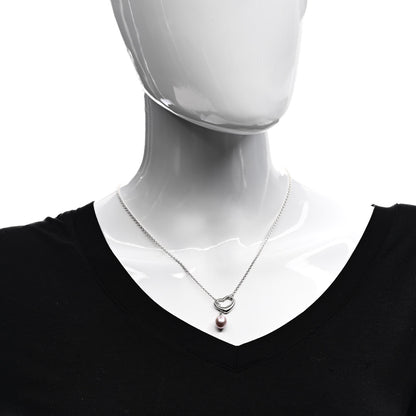 Tiffany Sterling Silver Pink Pearl 9-9.5mm Elsa Peretti Open Heart Lariat Necklace 2 of 5