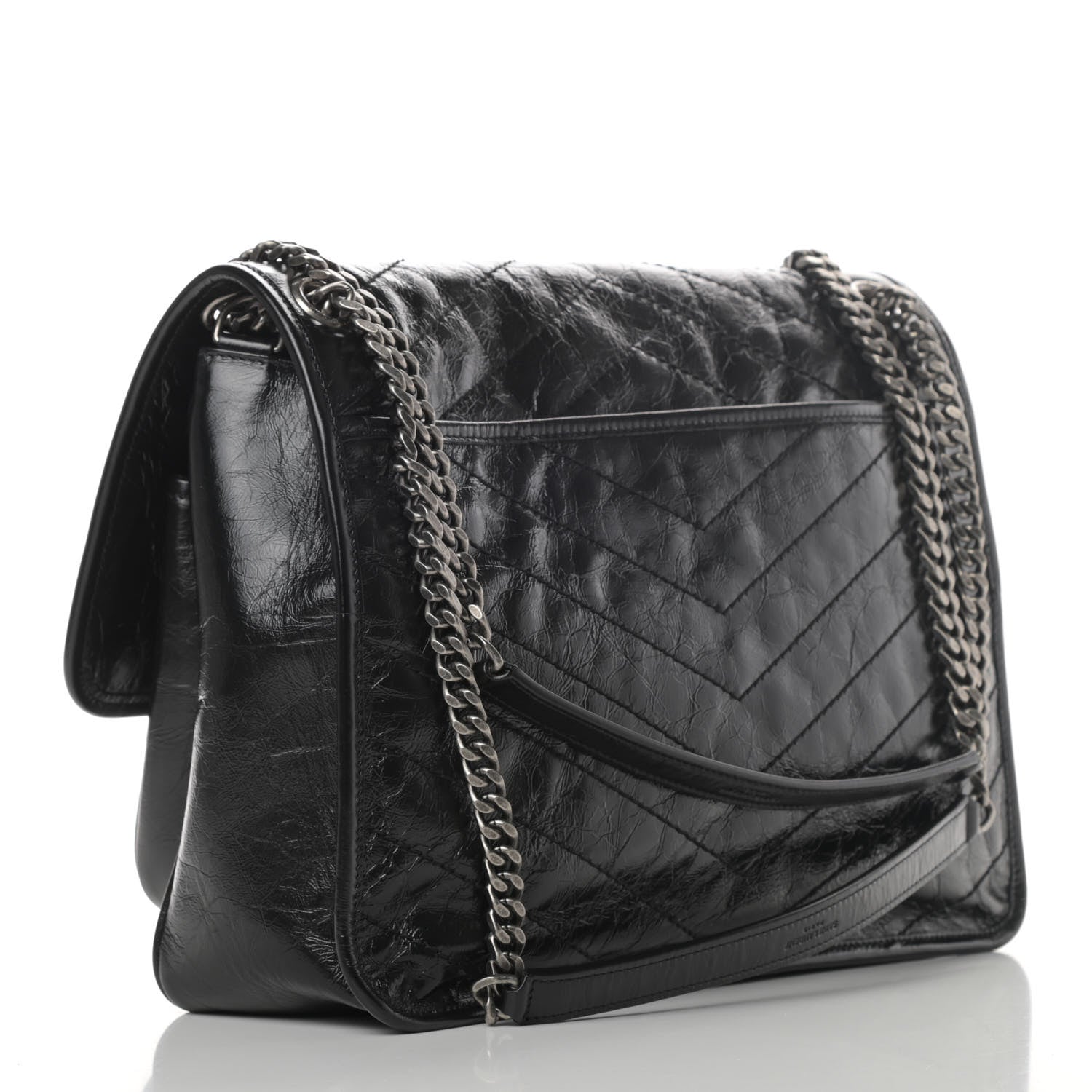 Saint Laurent Crinkled Calfskin Matelasse Monogram Large Niki Chain Satchel Black 2 of 4