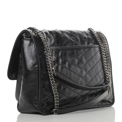 Saint Laurent Crinkled Calfskin Matelasse Monogram Large Niki Chain Satchel Black 2 of 4