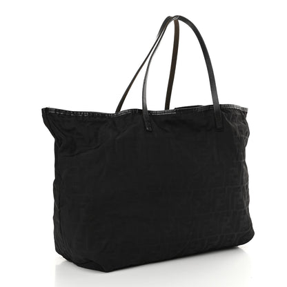Fendi Nylon Zucca Medium Roll Tote Black 4 of 15