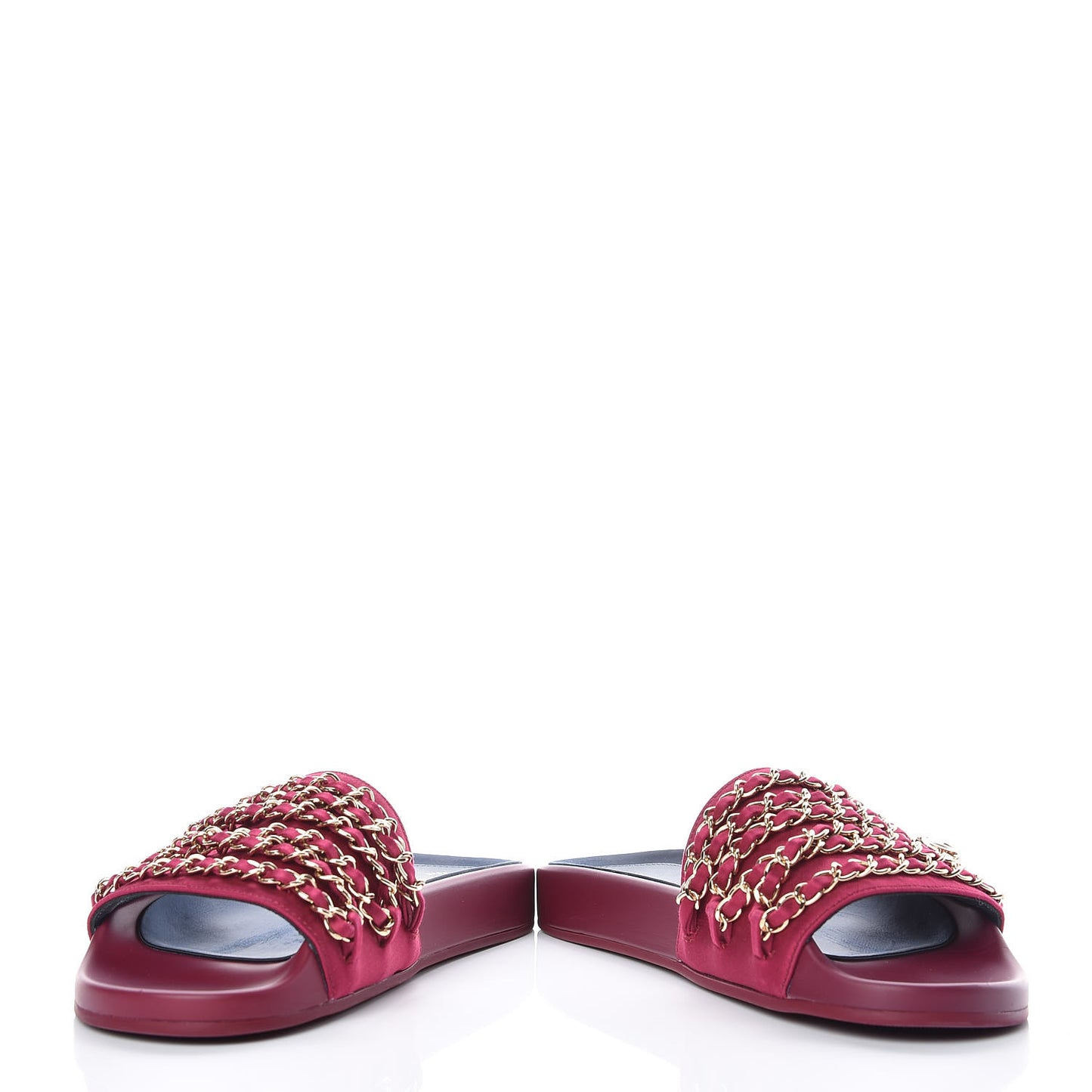 Satin Chain Flat Sandals 37 Dark Fuchsia