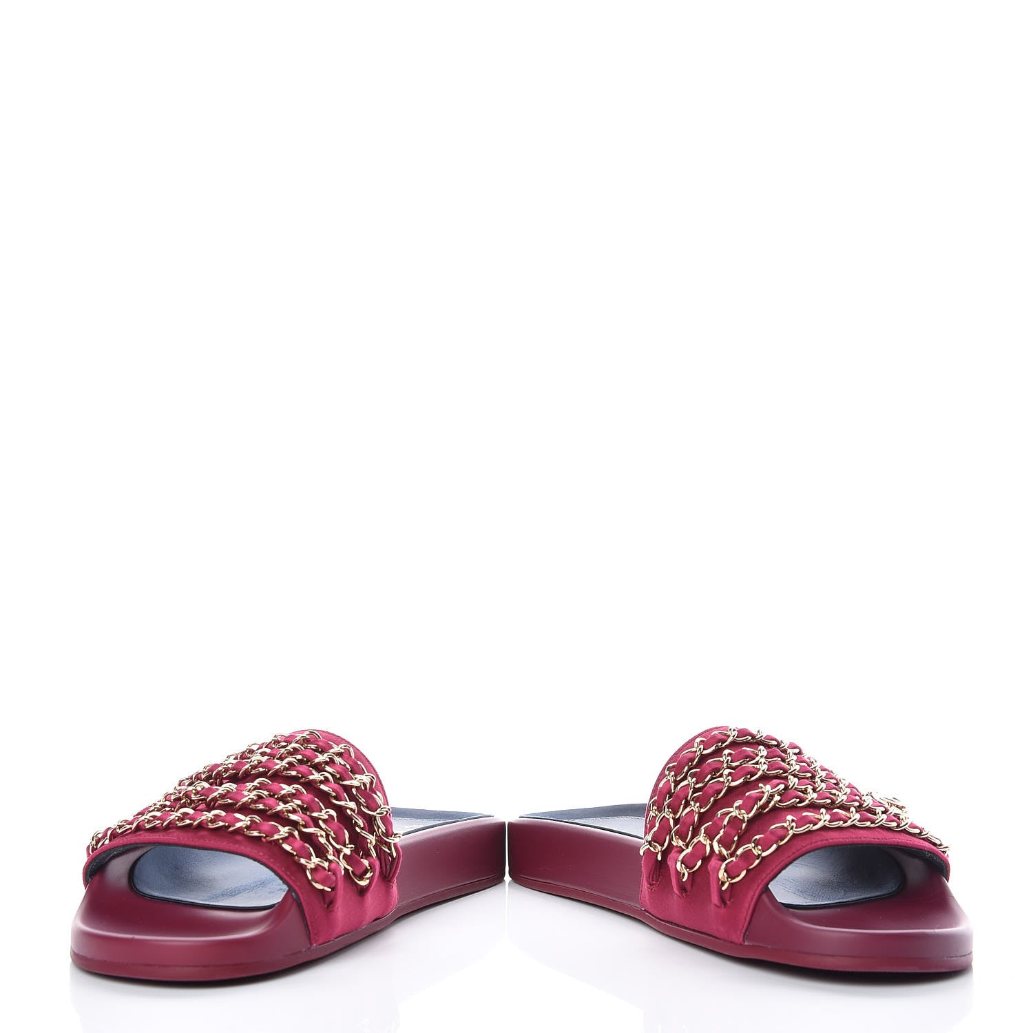 Chanel Satin Chain Flat Sandals 37 Dark Fuchsia 5 of 10