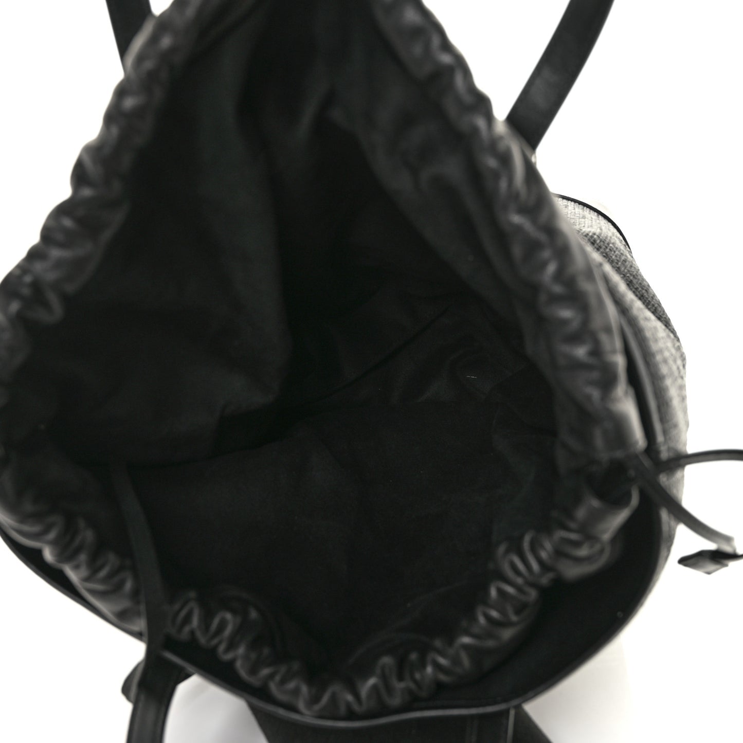 Linen Canvas Teddy Shopping Bag Black