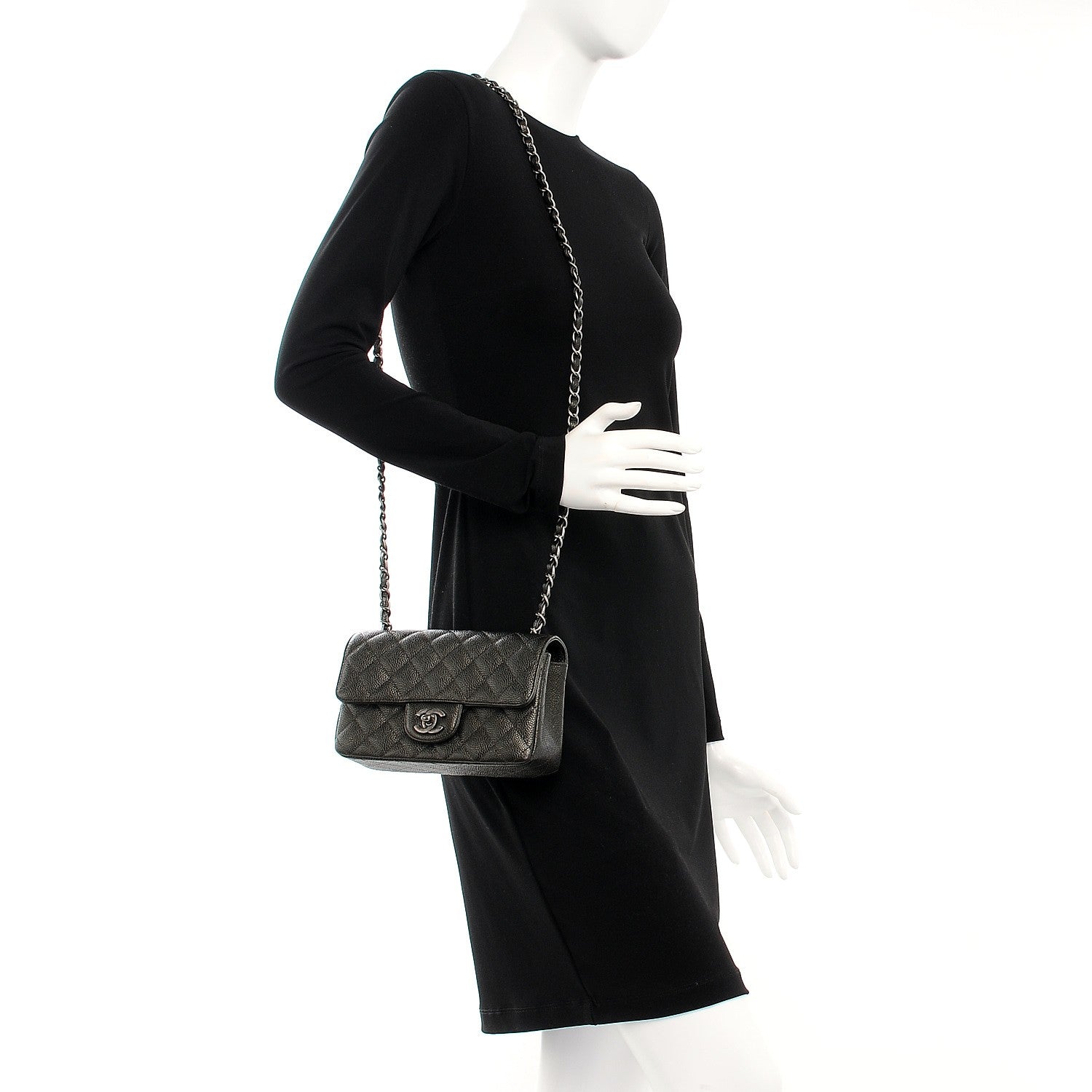 Chanel Caviar Quilted Mini Rectangular Flap Dark Charcoal 2 of 8