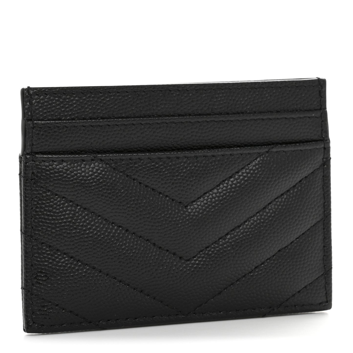 Grain De Poudre Matelasse Chevron Monogram Credit Card Case Black