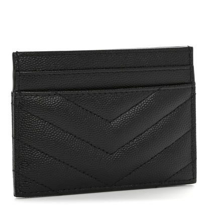 Saint Laurent Grain De Poudre Matelasse Chevron Monogram Credit Card Case Black 6 of 18
