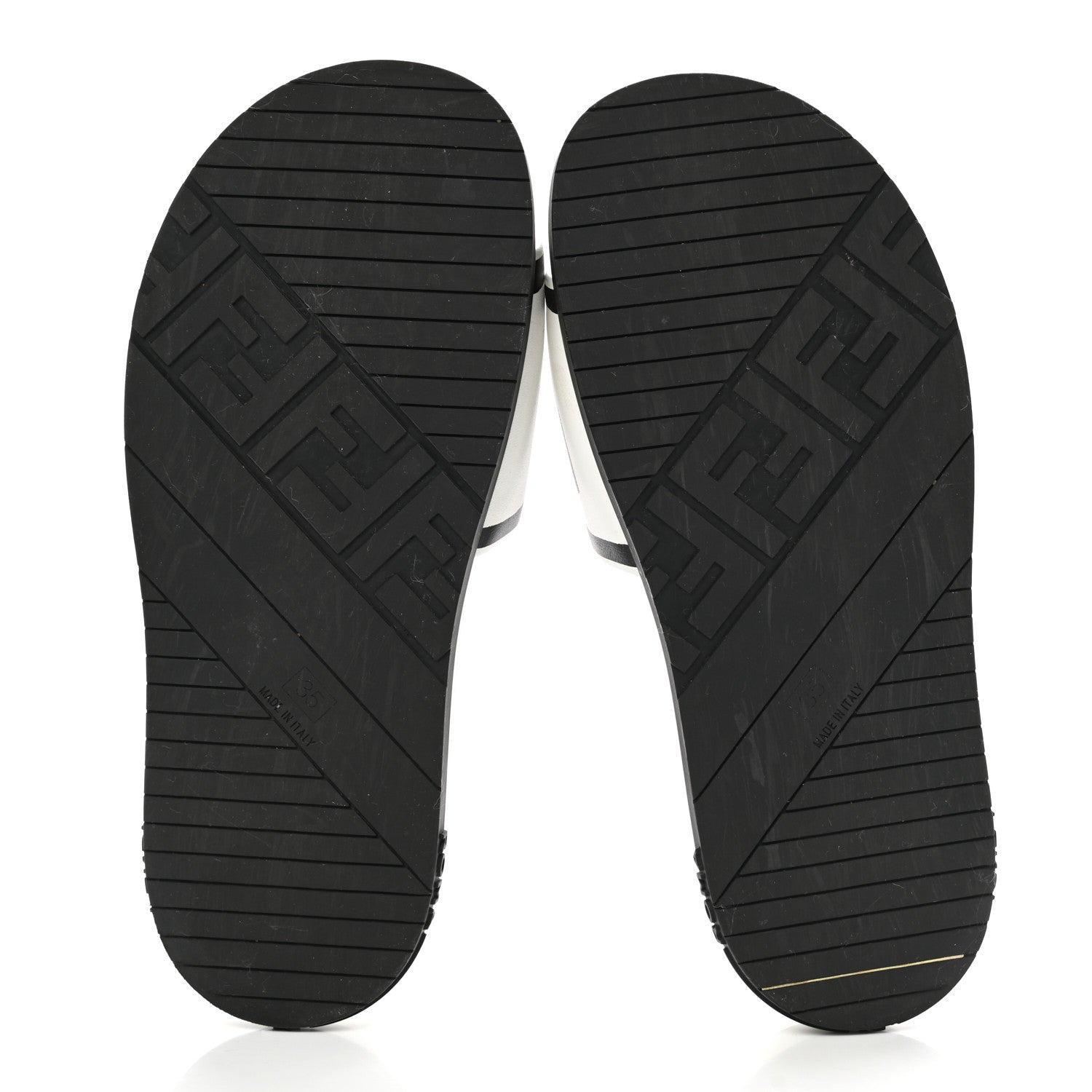 Fendi X JOSHUA VIDES Roma Calfskin Fussbetts Slide Sandals 35 Snow White Black 5 of 9