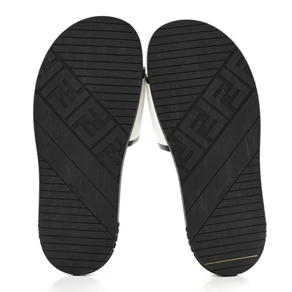 Fendi X JOSHUA VIDES Roma Calfskin Fussbetts Slide Sandals 35 Snow White Black 5 of 9