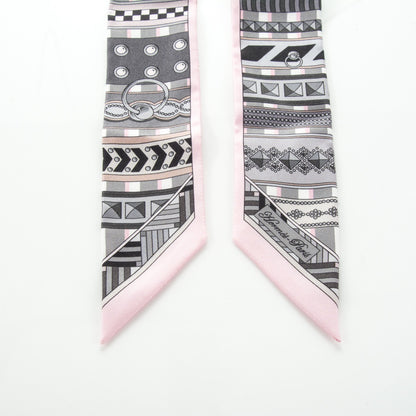Hermes Silk Colliers de Chiens Twilly Rose Pale Gris Beige 5 of 5