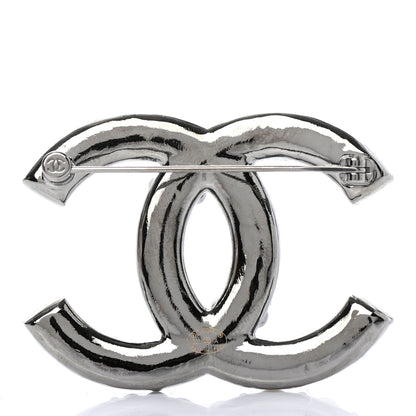Chanel Pearl Crystal CC Brooch Silver 2 of 3